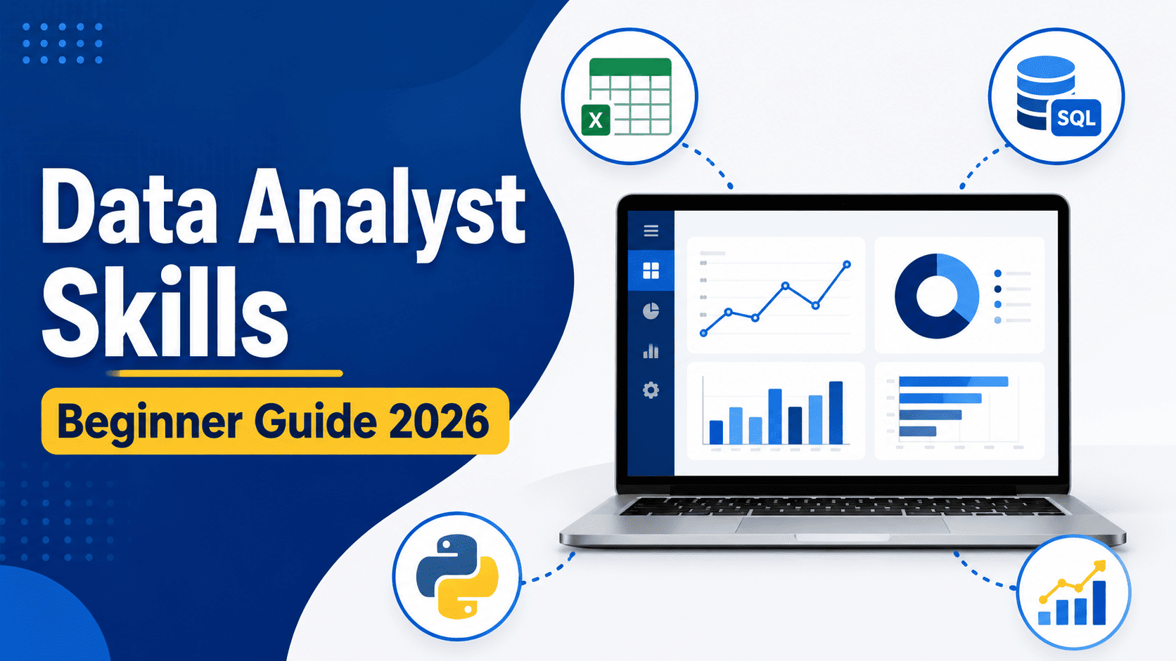 Data analyst skills for beginners with Excel SQL Python and data analytics dashboard
